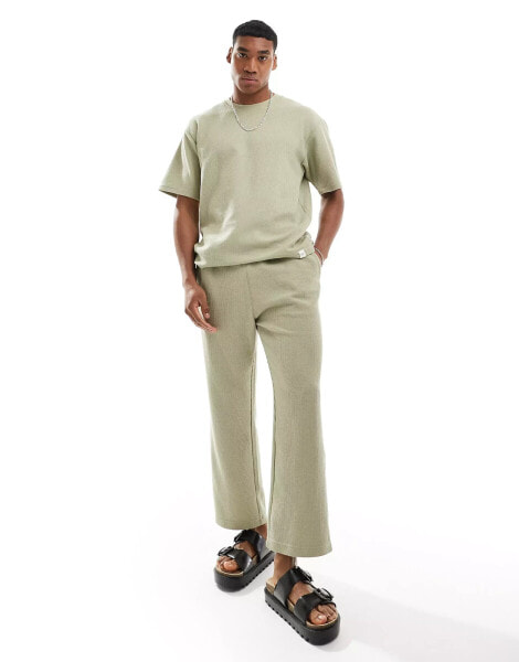 Pull&Bear textured co-ord trouser in mint