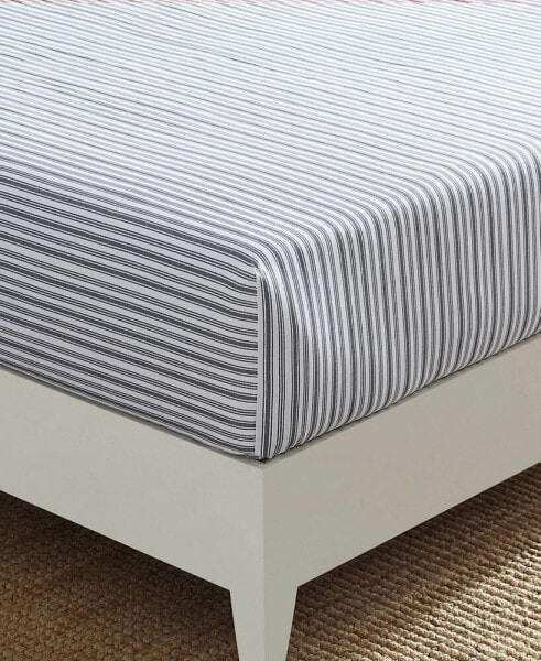 Coleridge Stripe Cotton Percale Fitted Sheet, Full