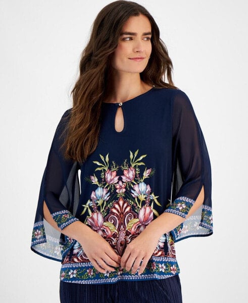 Women's Deanna Floral-Print Chiffon Top, Created for Macy's