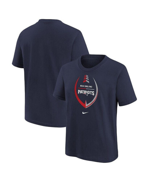 Big Boys Navy New England Patriots Icon Football T-shirt