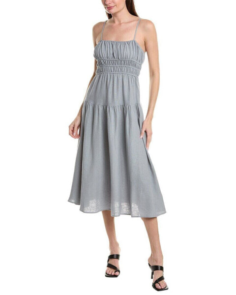 Weworewhat Scrunchie Linen-Blend Midi Dress Women's