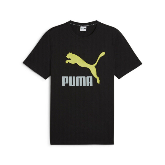 Puma Classics Logo Crew Neck Short Sleeve T-Shirt Mens Black Casual Tops 5380697