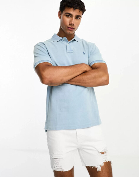 Polo Ralph Lauren icon logo pique polo slim fit in light blue