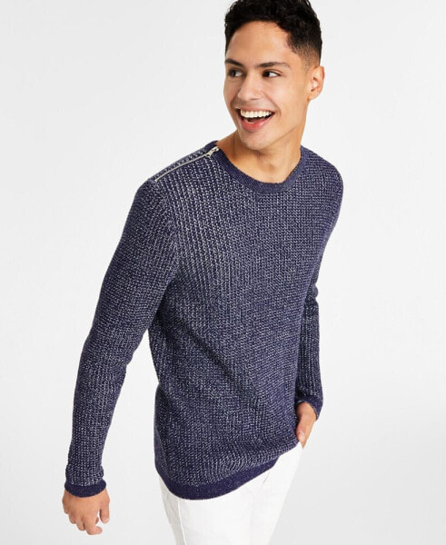 Men's Damien Zip-Trim Crewneck Sweater, Created for Macy's