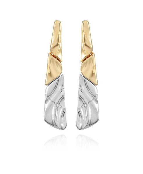 Two-Tone Textured Hoop Earrings