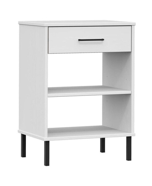 Console Cabinet with Metal Legs White Solid Wood Pine OSLO