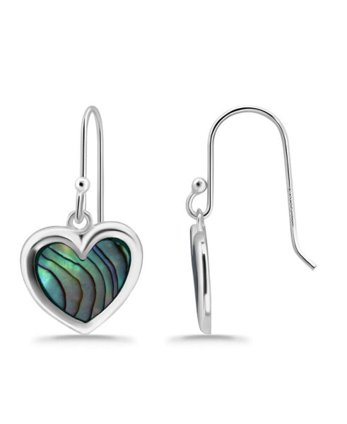 Abalone Inlay Heart Drop Earrings