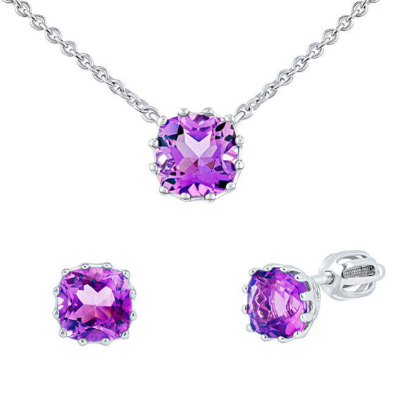 Серебряный комплект с аметистом Silvego Amethyst Glow