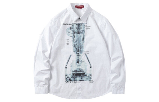 ENSHADOWER隐蔽者 机械透视印花长袖衬衫 男款 白色 / Футболка Enshadower Trendy Clothing Shirt EDR-0499-02