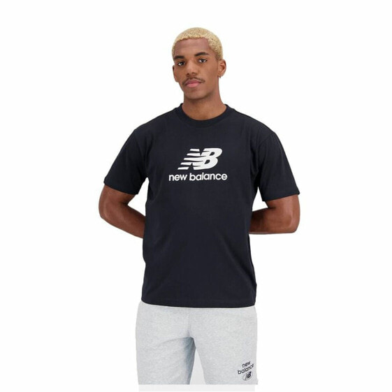 Футболка с коротким рукавом мужская New Balance Essentials Stacked Logo Чёрный