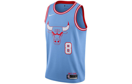 Футболка баскетбольная Nike NBA SW 2019-2020 AV4628-449 в честь Чикаго Буллс, Равен 8, мужская, синяя.
