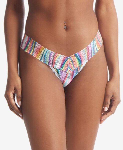 Women's Printed Daily Lace Low Rise Thong Underwear