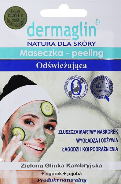 Erfrischende Peelingmaske für das Gesicht mit mineralischem Ton, Jojobaöl und Gurke