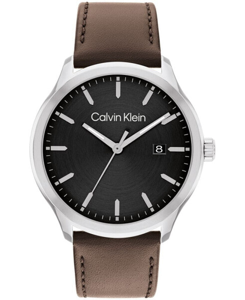 Часы Calvin Klein men's 3H Brown Leather Strap Watch