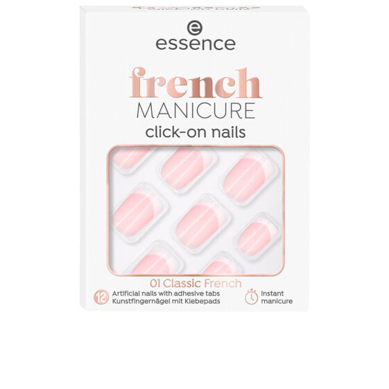 FRENCH manicure click-on artificial nails #01-classic french 12 u