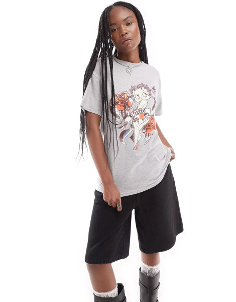 Daisy Street oversized t-shirt with vintage Betty Boop print in grey