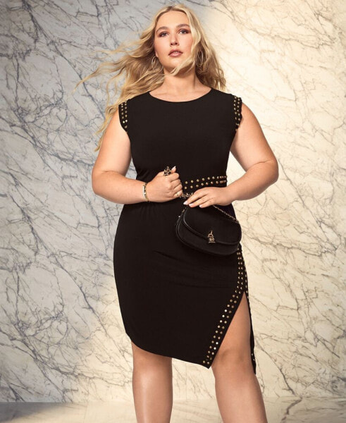 Plus Size Astor Studded Side-Slit Midi Dress