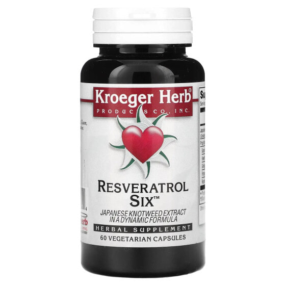 БАД Ресвератрол Kroeger Herb Co Six, 60 вегетарианских капсул