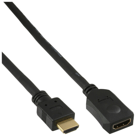 InLine HDMI cable - High Speed HDMI Cable - M/F - black - golden contacts - 1m