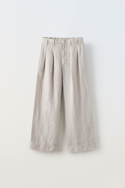 Darted linen trousers