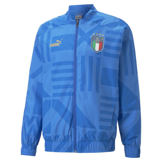 Puma Figc Home Prematch Full Zip Soccer Jacket Mens Blue Casual Athletic Outerwe