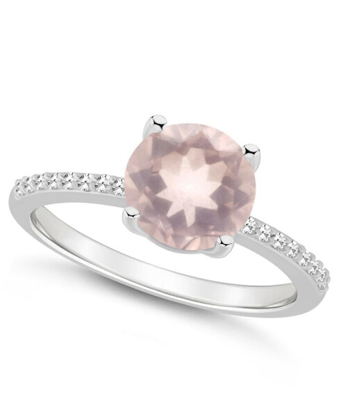 Women's Rose Quartz (1-3/4 ct.t.w.) and Diamond (1/10 ct.t.w.) Ring in Sterling Silver