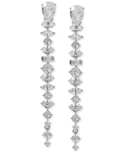 Silver-Tone Mixed Cubic Zirconia Linear Drop Earrings, Created for Macy's