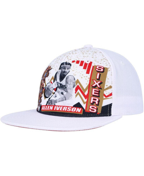 Men's Allen Iverson White Philadelphia 76ers Hardwood Classics 90's Playa Deadstock Snapback Hat