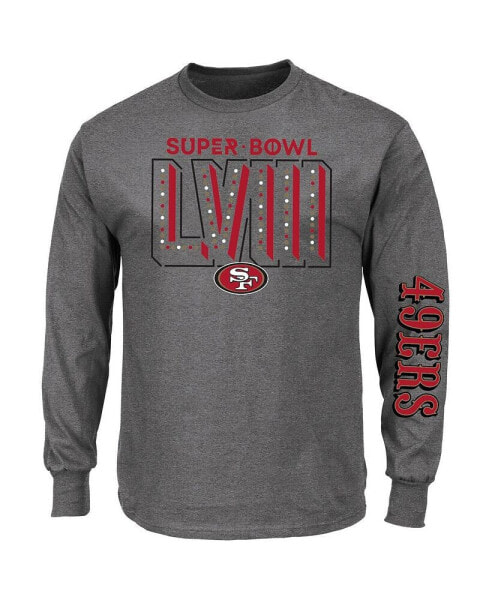 Men's Heather Charcoal San Francisco 49ers Super Bowl LVIII Big and Tall Long Sleeve T-shirt