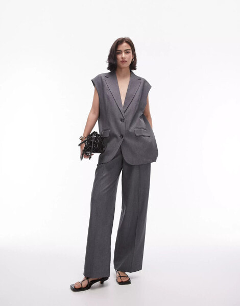 Topshop co-ord cut off sleeve oversized blazer in grey