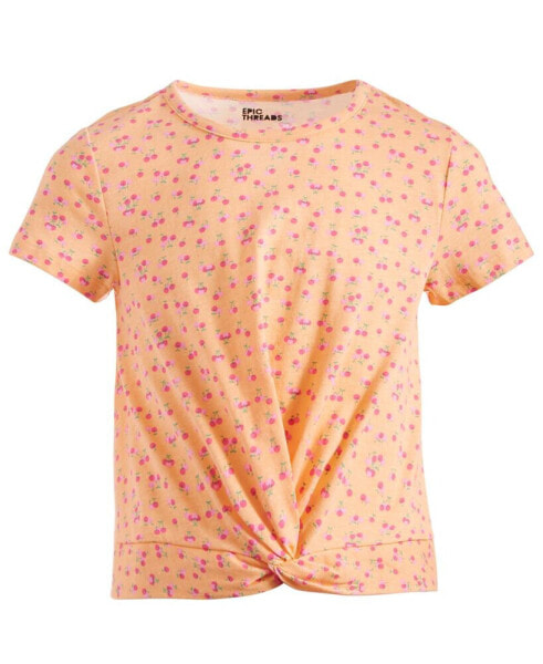 Big Girls Cherry-Print Twist-Front Top, Created for Macy's