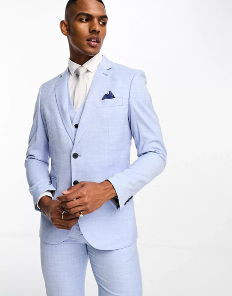 Ben Sherman slim fit suit jacket in light blue