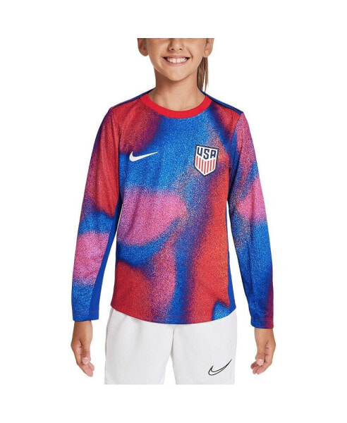 Big Boys and Girls Red/Blue USMNT 2024 Academy Pro Pre-Match Long Sleeve Top