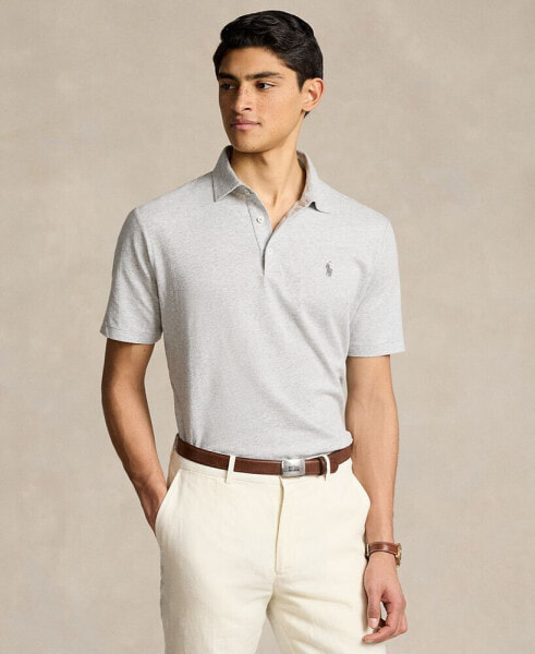 Men's Classic-Fit Cotton-Linen Mesh Polo Shirt