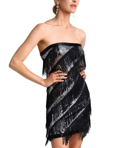 Women's Sequined Fringed Bodycon Dress