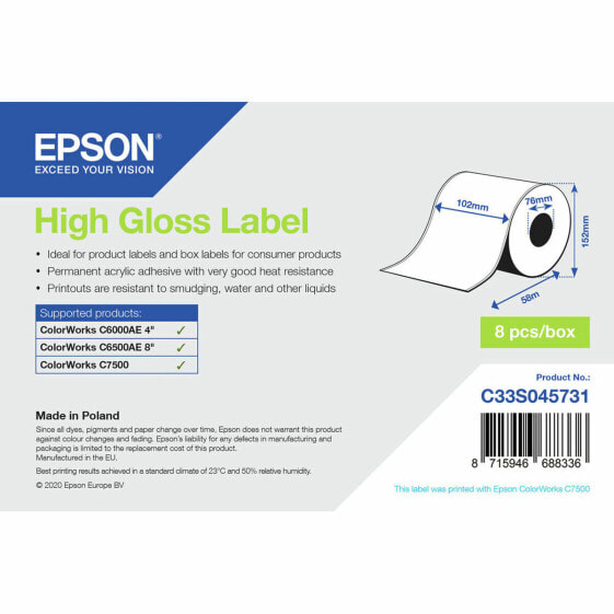 Этикетки для принтера Epson C33S045731 яркий Ø 76,2 mm (1 штук) (18 штук)