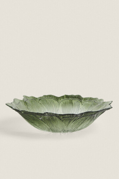 Flower-shaped glass salad bowl