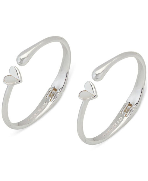 Silver-Tone 2-Pc. Set Heart Cuff Bracelets
