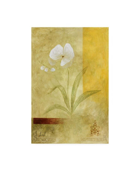 Pablo Esteban White Floral Yellow 1 Canvas Art - 36.5" x 48"