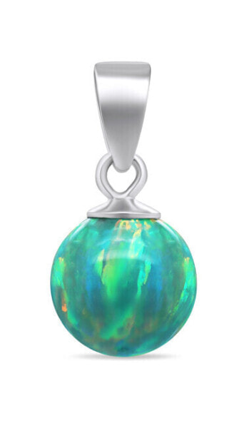 Modern silver pendant with green synthetic opal PT110WG