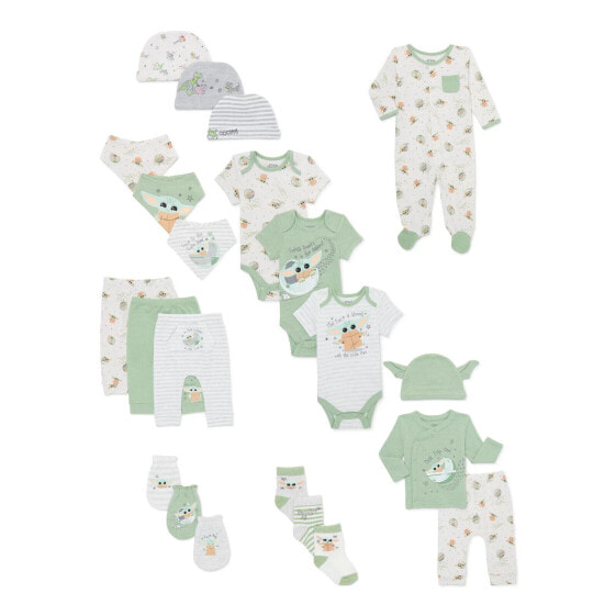 The Mandalorian Bodysuits Baby Shower Gift Set Unisex 3-6 M Green Covered Feet