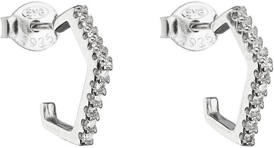 Серебряные серьги-кольца с цирконием 11010.1