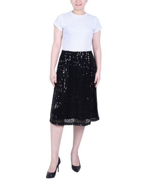 Petite Knee Length Sequined Skirt