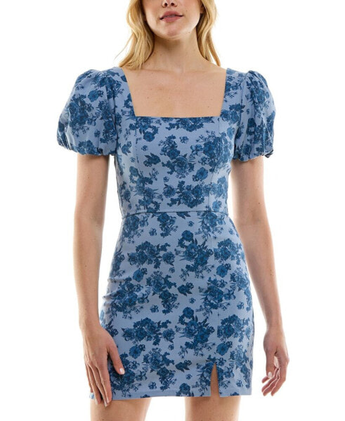 Juniors' Floral-Print Bodycon Dress