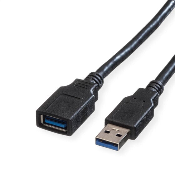 ROLINE USB 3.0 Cable - Type A M - A F 0.8 m - 0.8 m - USB A - USB A - USB 3.2 Gen 1 (3.1 Gen 1) - Male/Female - Black