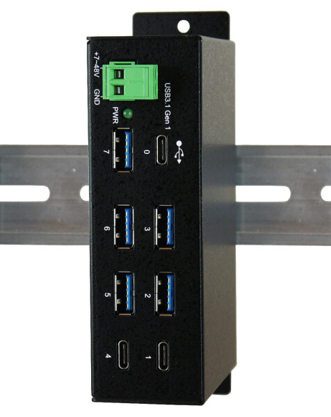 Exsys EX-1196HMS - USB 3.2 Gen 1 (3.1 Gen 1) Type-C - USB 3.2 Gen 1 (3.1 Gen 1) Type-A,USB 3.2 Gen 1 (3.1 Gen 1) Type-C - 5000 Mbit/s - Black - USB - 7 - 48 V