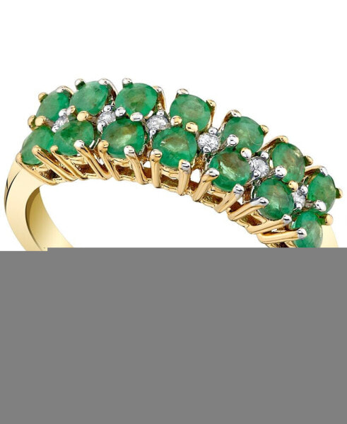 Emerald (1-1/8 ct. t.w.) & Diamond Accent Double Row Ring in 10k Gold