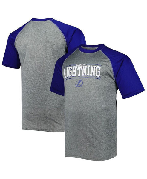 Men's Heather Gray Tampa Bay Lightning Big and Tall Logo Raglan T-shirt