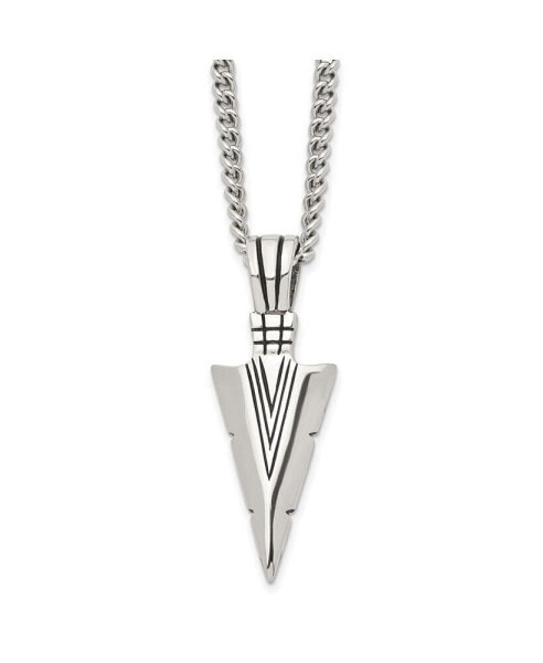Chisel antiqued and Polished Dagger Pendant on a Curb Chain Necklace