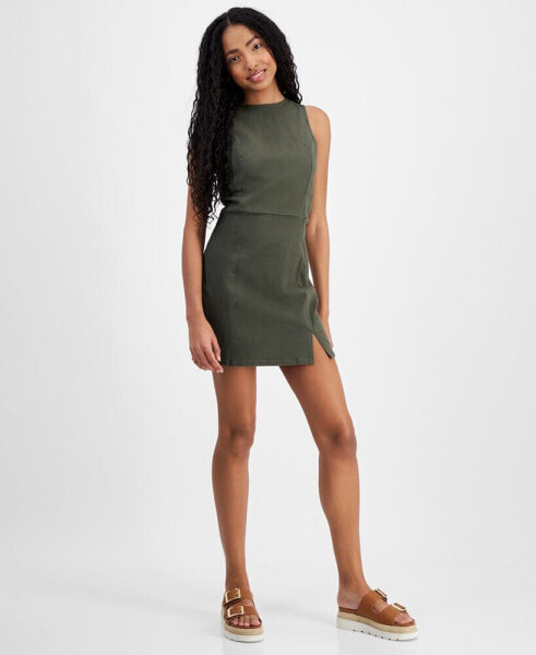 Juniors' Racer Sleeveless Slit-Hem Dress